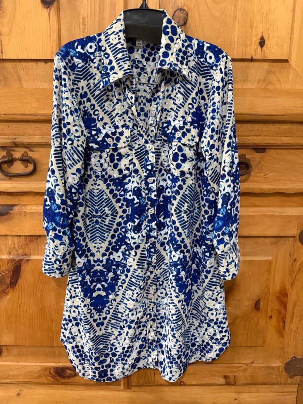 CAbi Blue Jewel Shirt Dress